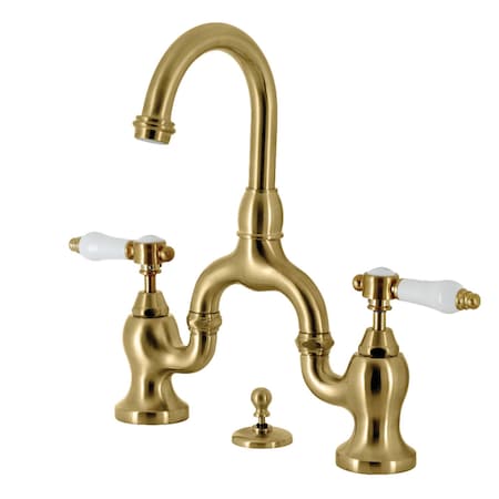 Kingston Brass Bridge Bathroom Faucet with Brass Pop-Up, Brushed Brass KS7997BPL